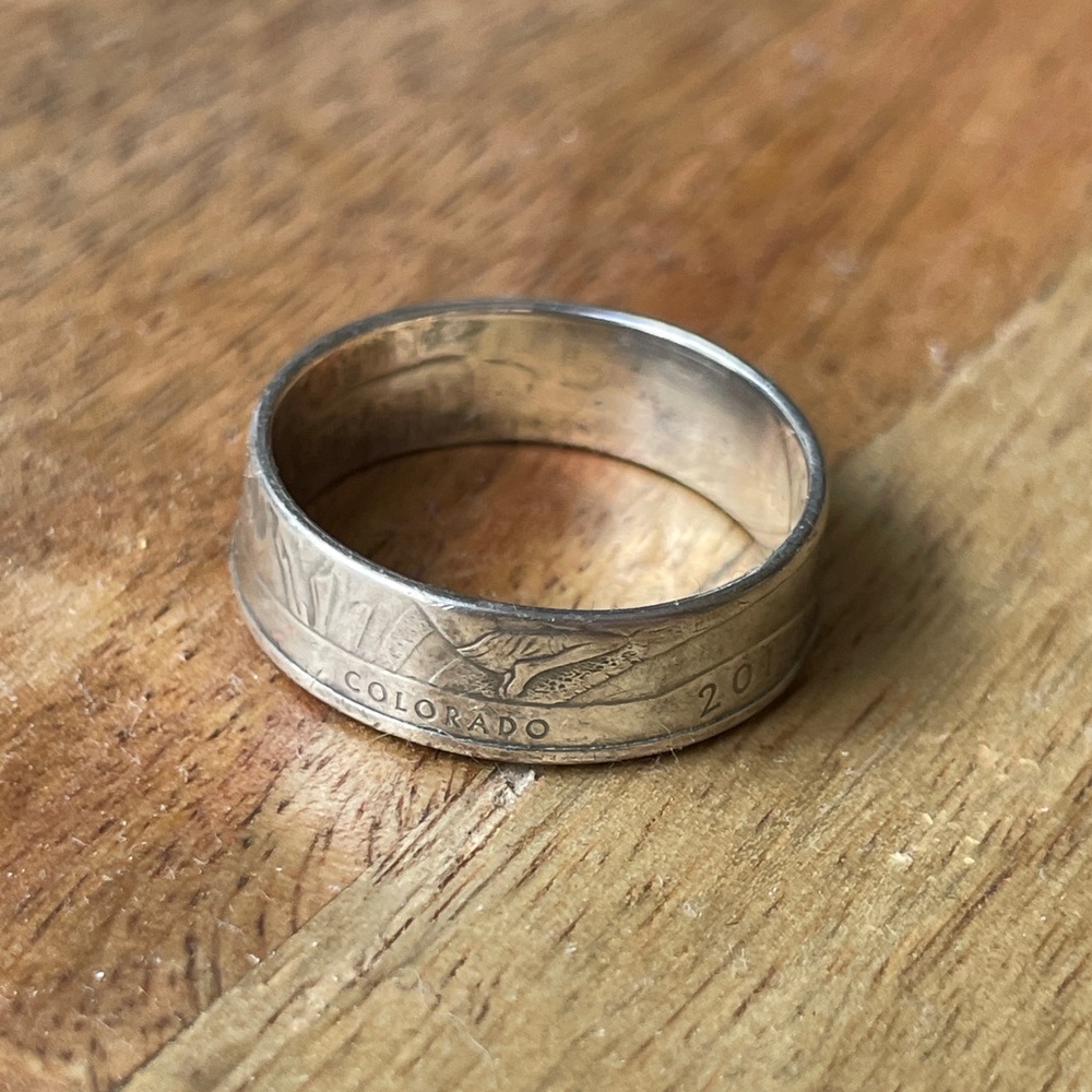 Custom, handmade 2014 Colorado Quarter Ring Sterling Silver.